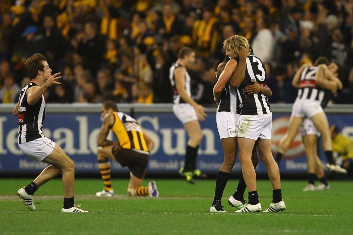 Collingwood celebrate victory in the 2011 Prelim Final one of the Pinch Hitters Top Six Magpies Moments of the 2010's.